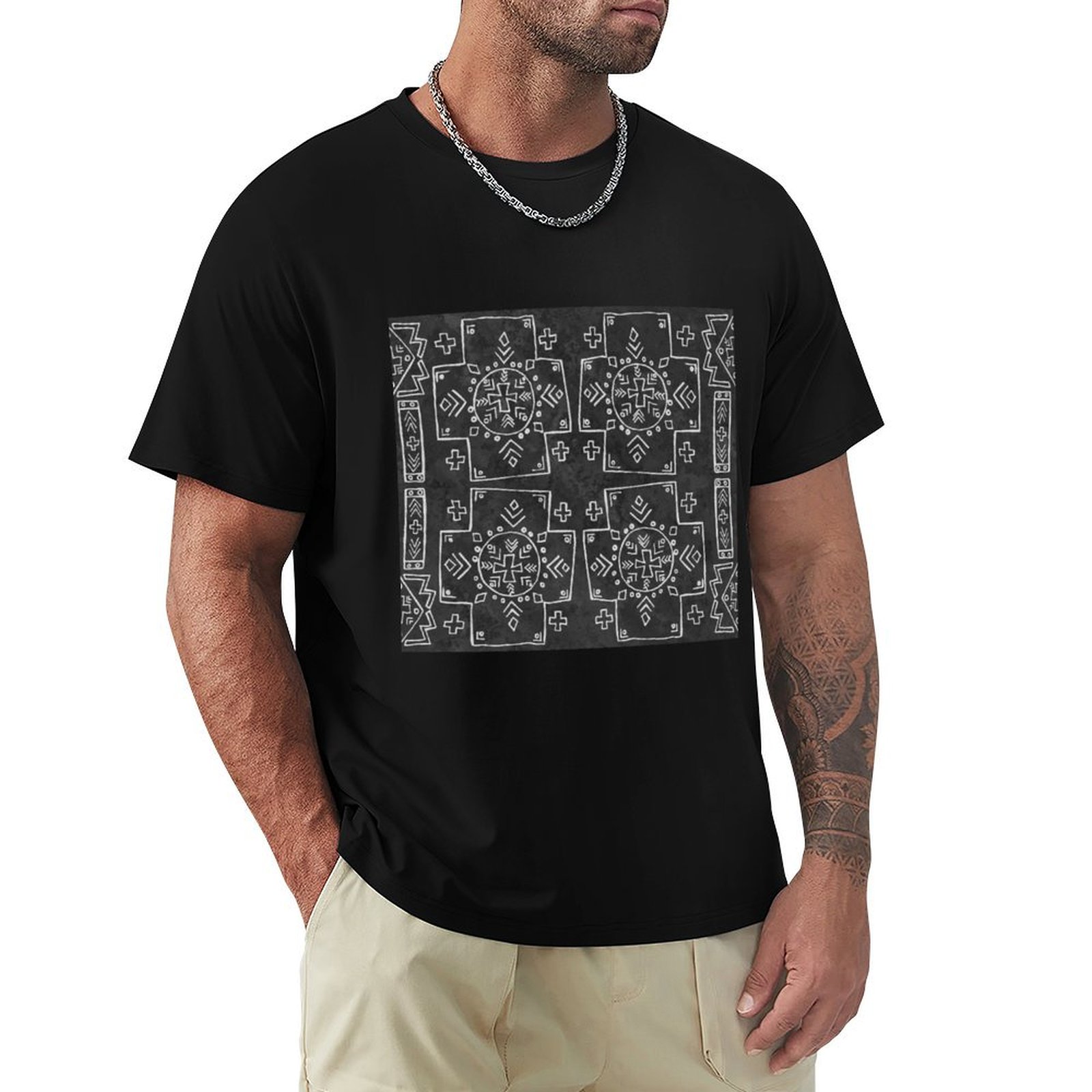 Mudcloth Print Top - Kain Lumpur Suku Mali, Motif Salib