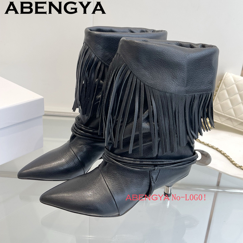 Ethnic And Fashion - Sepatu Chelsea Wanita Desain Rumbai Tepi