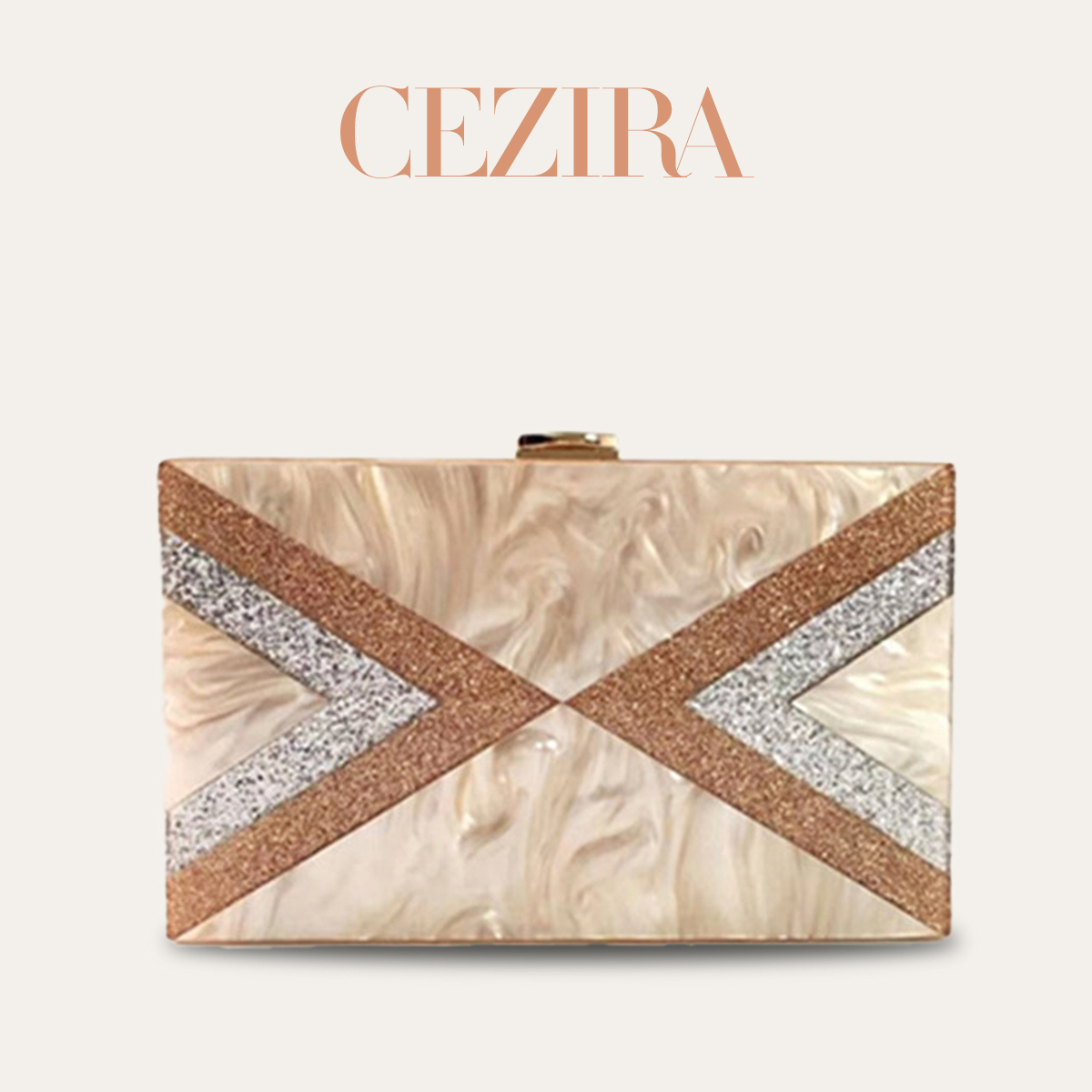 Ethnic Fashion Designers - Tas Clutch Malam Akrilik Geometris Segitiga