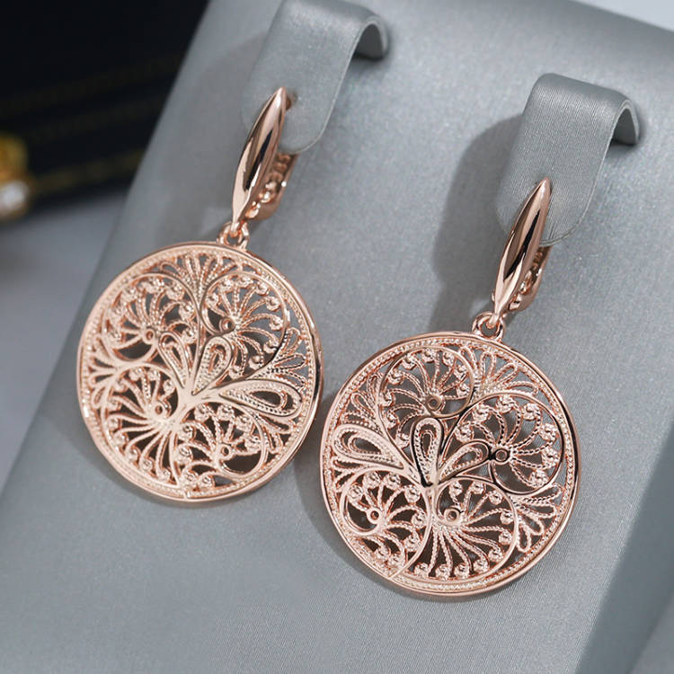 Ethnic Fashion In Dubai - Wbmqda bunga logam berongga anting-anting menjuntai