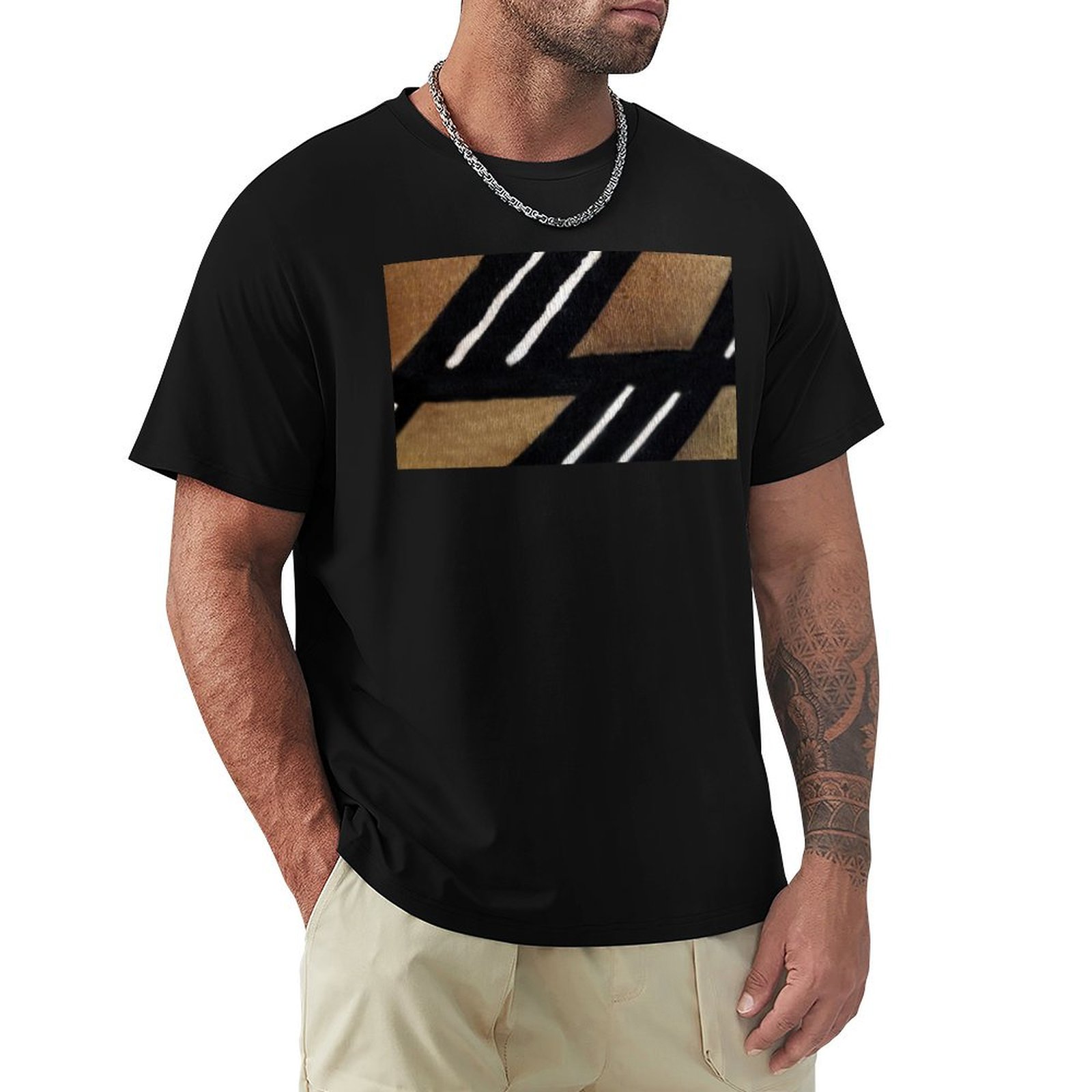 Mudcloth Print Top - Kaos Katun Afrika Lengan Pendek Kasual