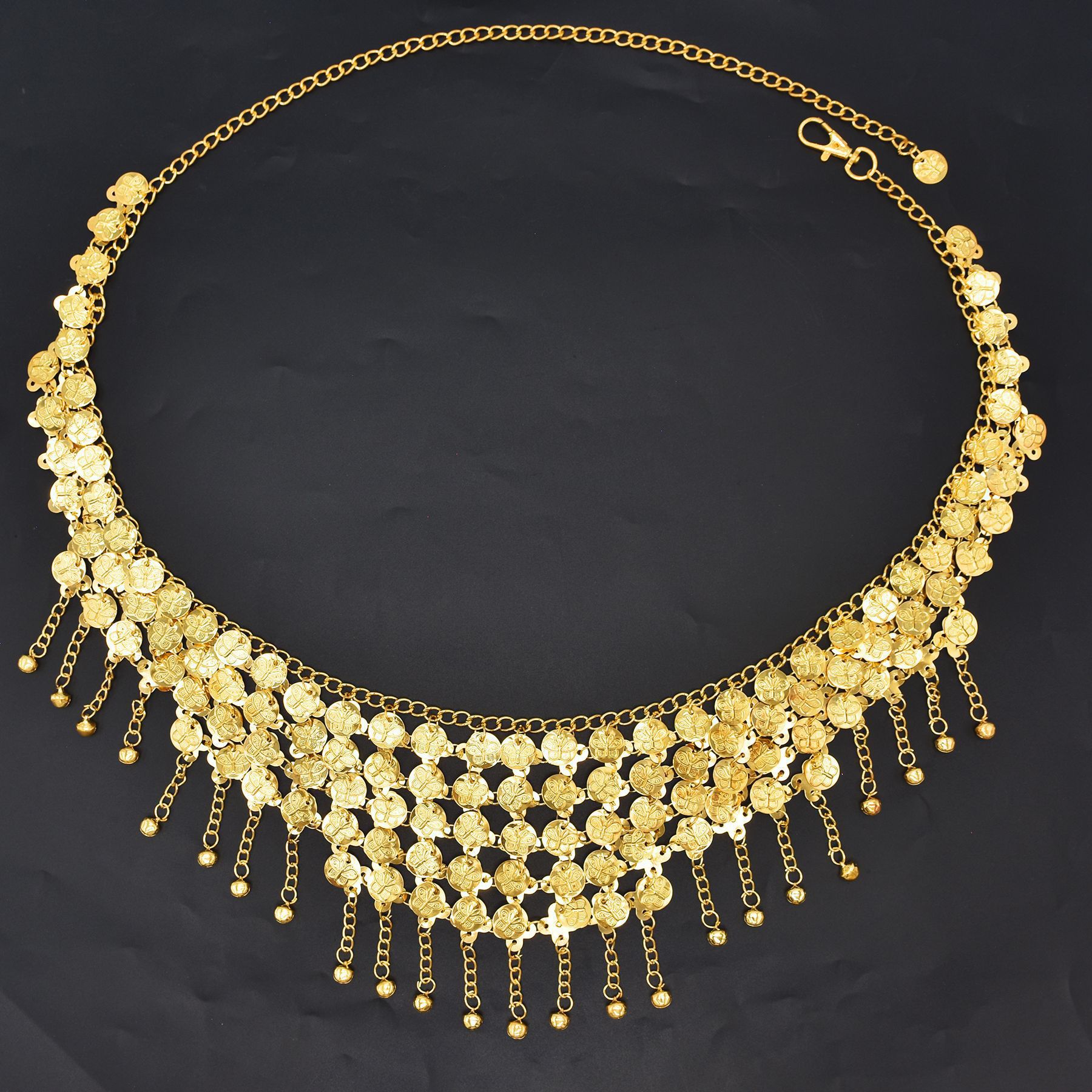 Ethnic Fashion Co In - Sabuk rantai pinggang rumbai koin Aloi