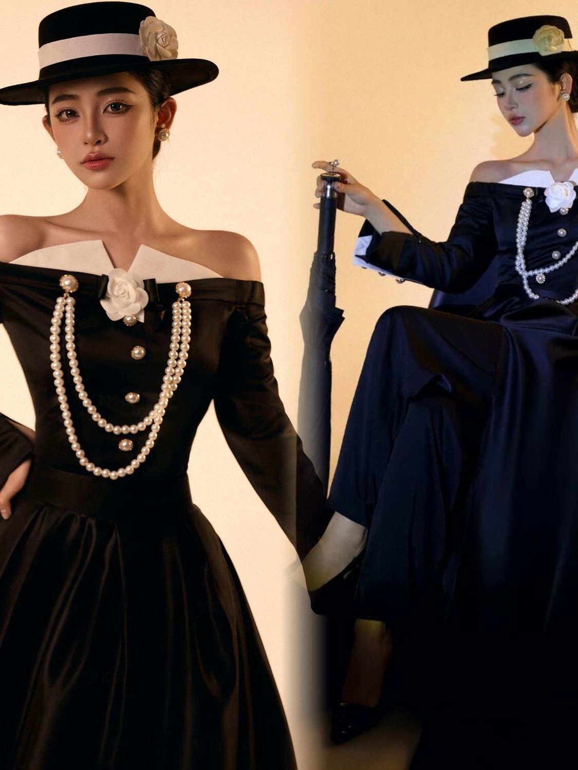 Ethnic Fashion Studio - Gaun Pengantin Vintage Hitam Hepburn untuk