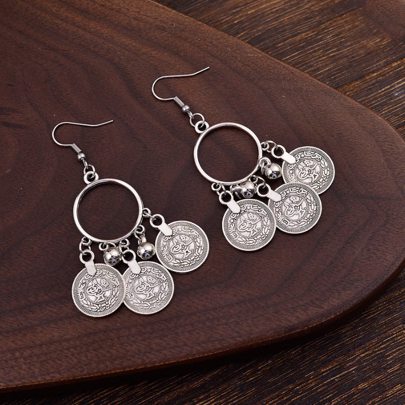 Ethnic Fashion Co In - Anting-anting koin bergaya etnik vintage untuk