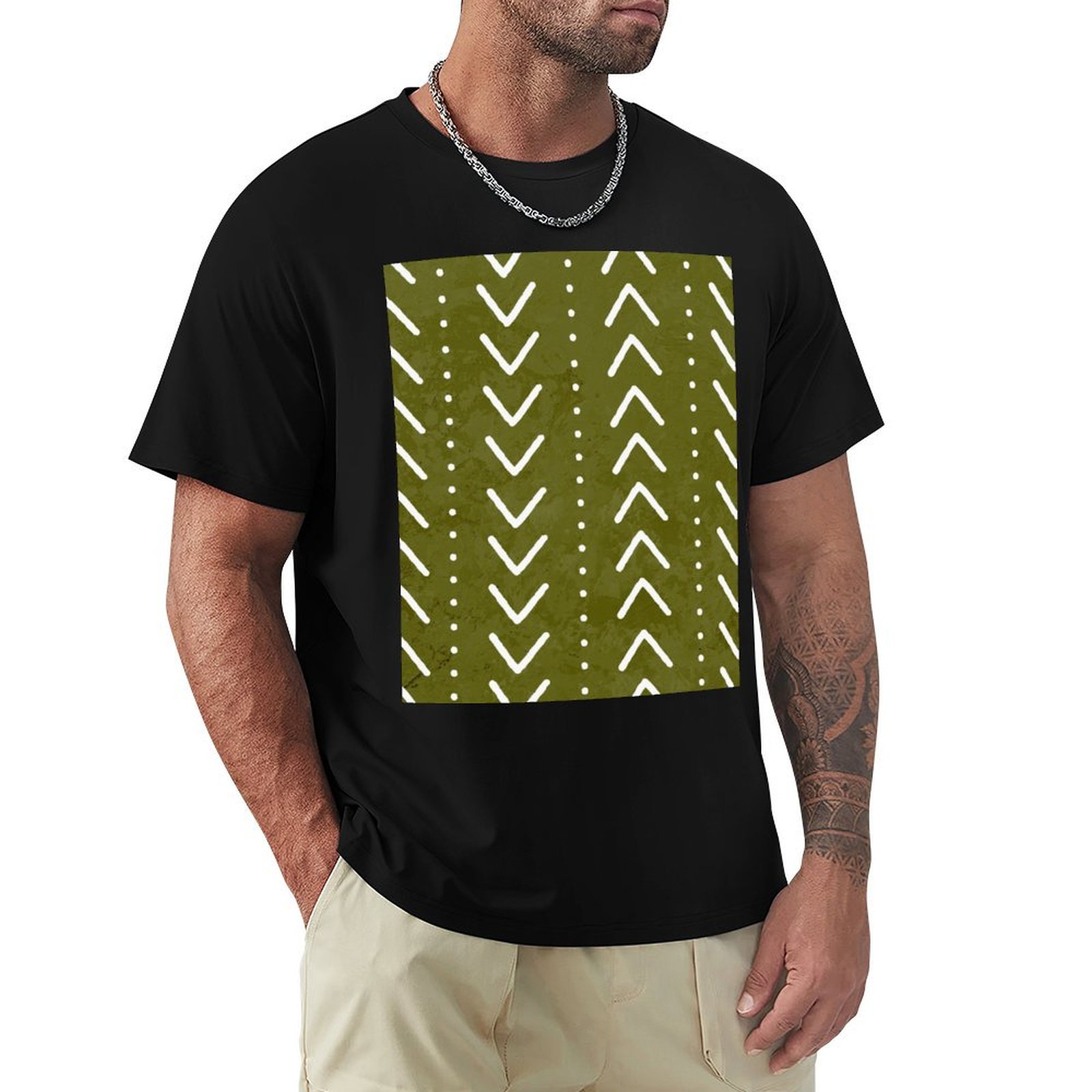 Mudcloth Print Top - Kaos Pola Panah Kain Mudcloth Hijau