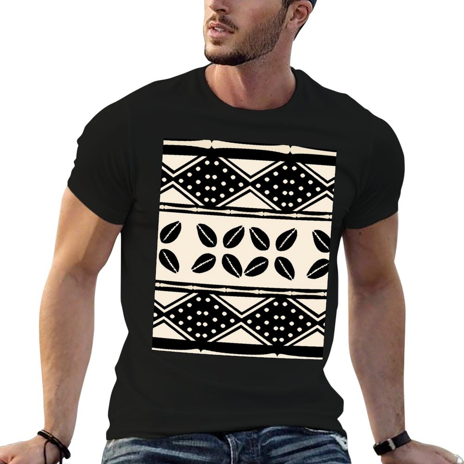 Mudcloth Print Top - Kaos Pola Kain Lumpur Abstrak Afrika,