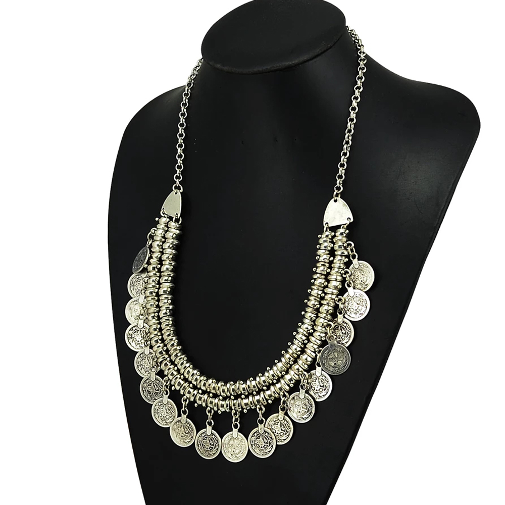Ethnic Fashion Co In - Kalung kerah renda rumbai koin Bib