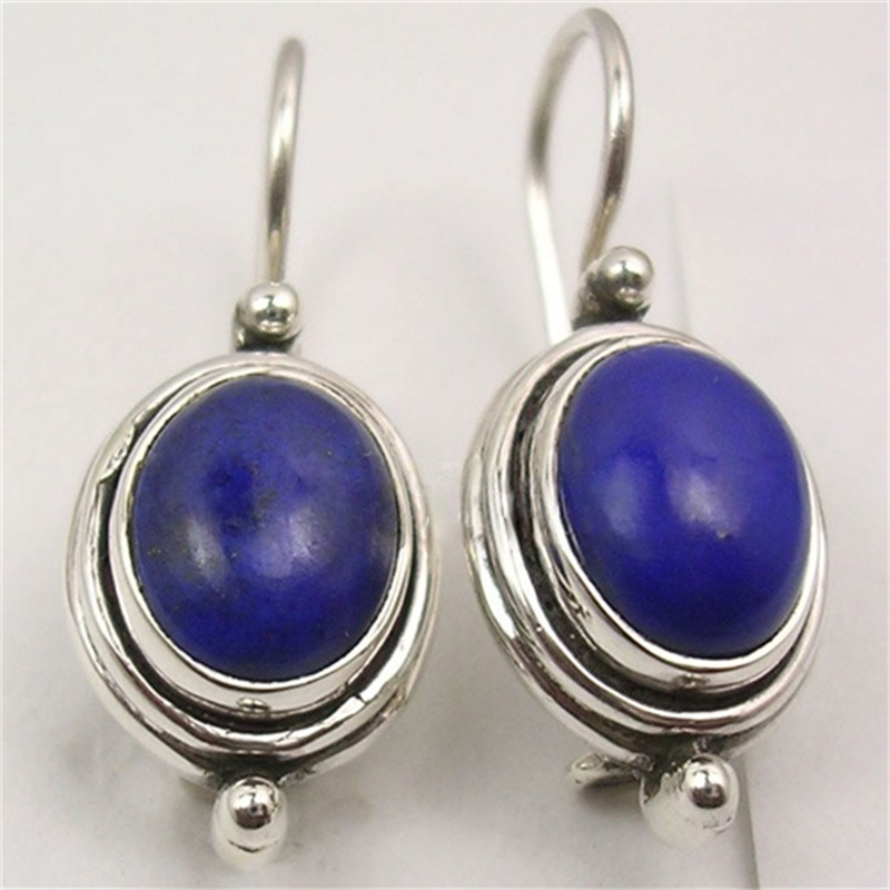 Ethnic Fashion Wear For Women - Anting-anting gantung imitasi Lapis Lazuli warna