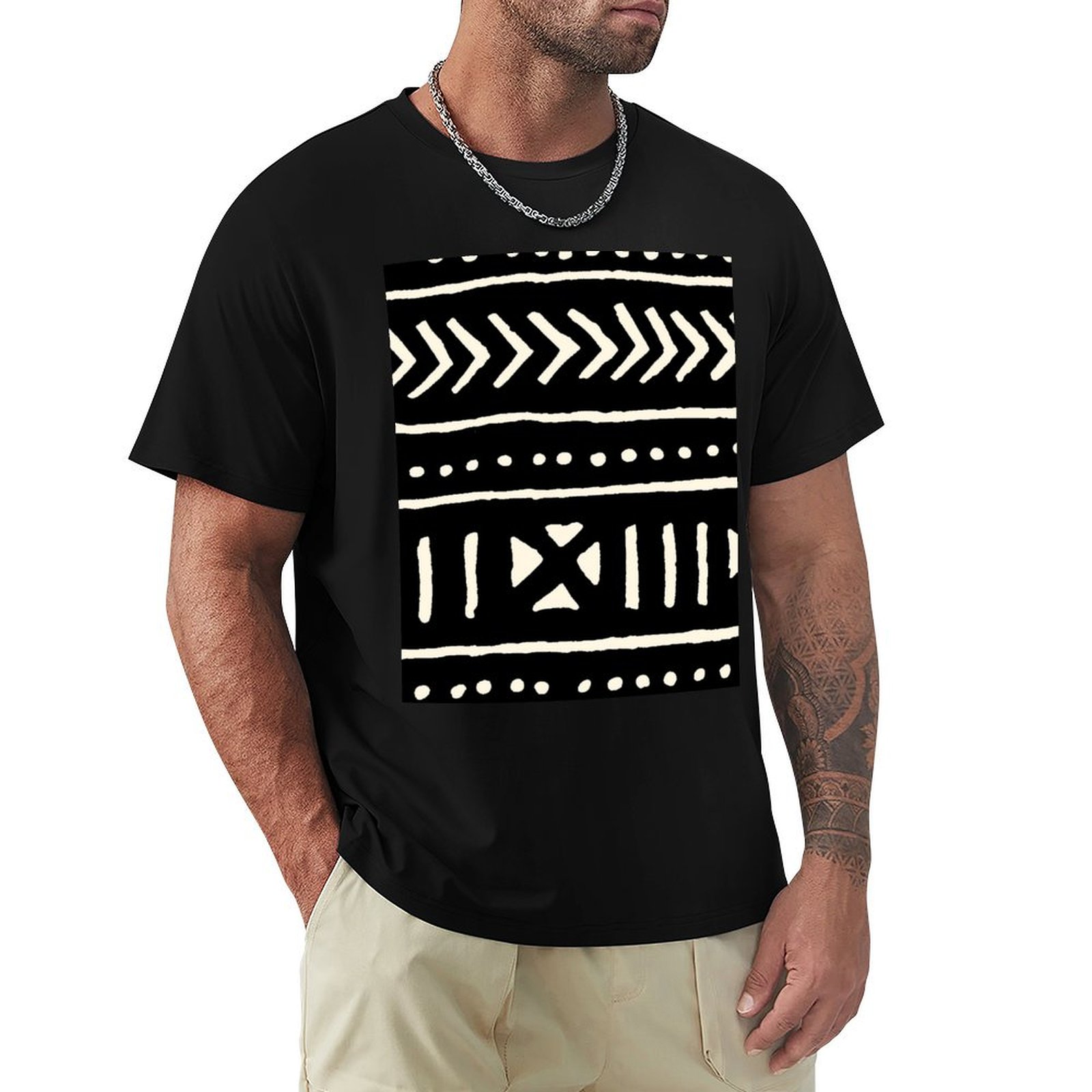 Mudcloth Print Top - Kaos Kain Afrika Hitam Putih Kaos