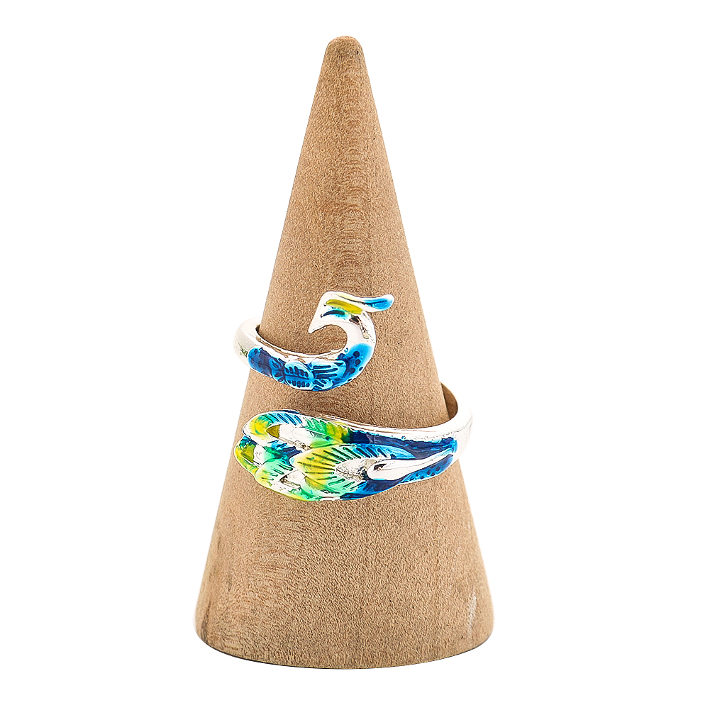 Ethnic Fashion Images - Cincin Pembukaan Logam Elegan Bulu Phoenix