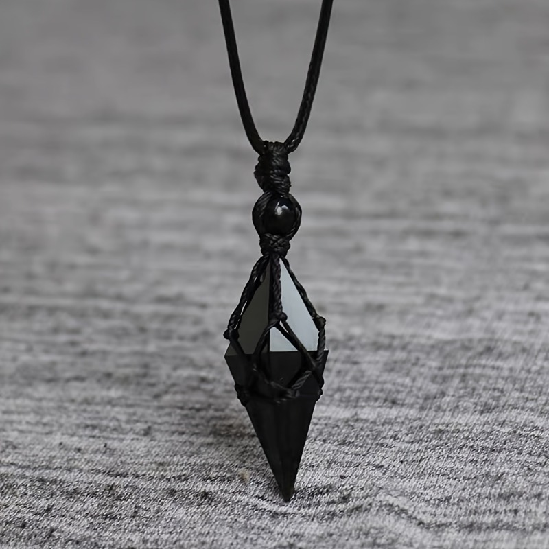 Ethnic Wear Men'S Fashion - Kalung Liontin Kristal Ujung Panah Obsidian