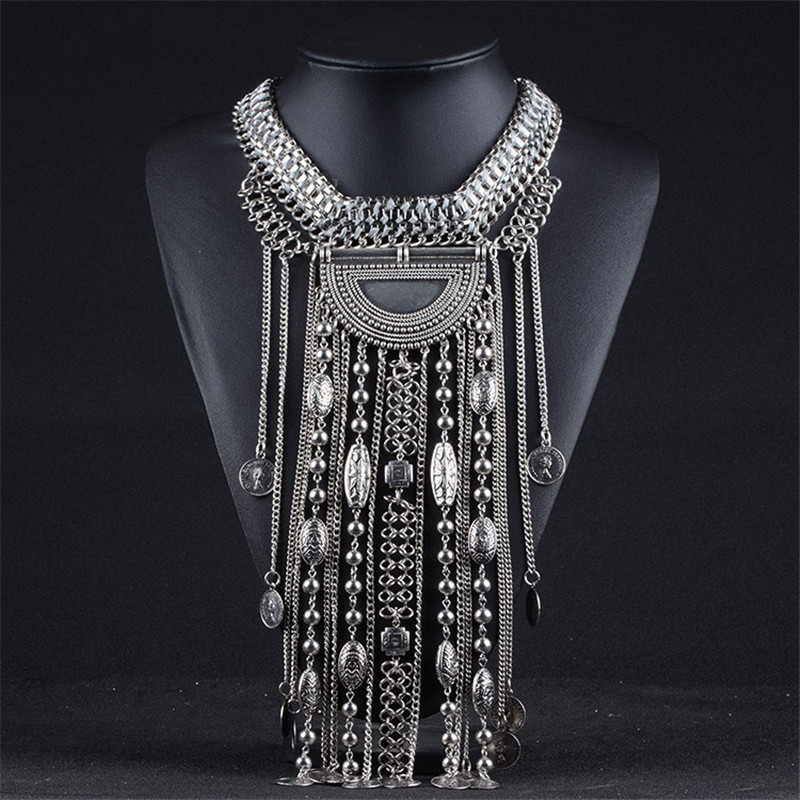 Ethnic Fashion Co In - Kalung pernyataan rumbai panjang Maxi Fashion