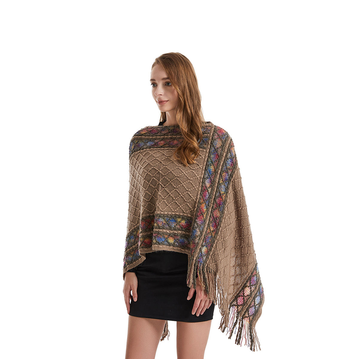 Ethnic Fashion For Ladies - Ponco rajut wanita, syal Vintage unik