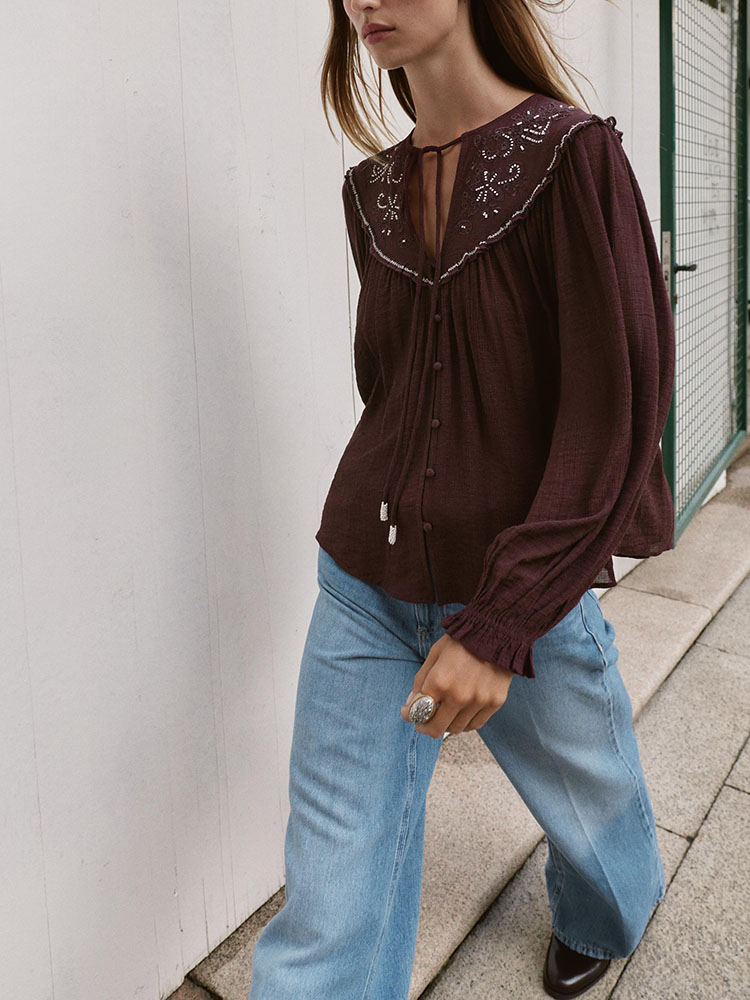 Kemeja Kasual Bordir Manik-Man - Ethnic Clothing & Online Fashion Store Khaadi Pk ulasan dan harga