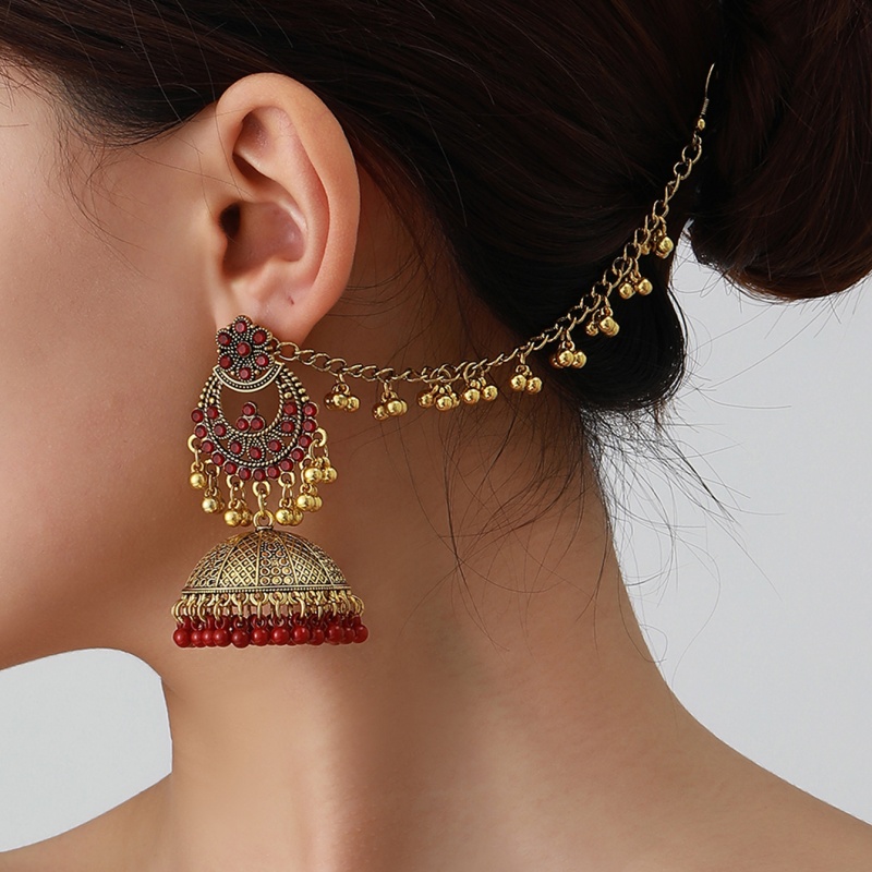 Anting-anting rantai rambut ga - Ethnic Fashion Wear For Women ulasan dan harga