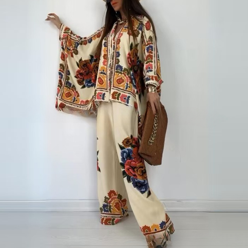 Kemeja celana bercetak longgar - Ethnic Fashion For Ladies ulasan dan harga