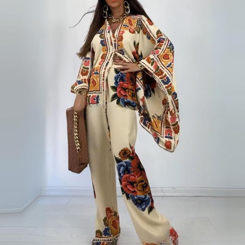 Kemeja celana bercetak longgar - Ethnic Fashion For Ladies ulasan dan harga