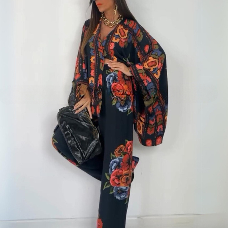 Kemeja celana bercetak longgar - Ethnic Fashion For Ladies ulasan dan harga