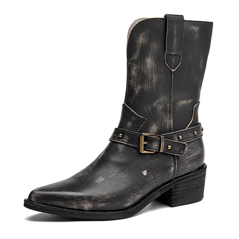Sepatu Boot Wanita Hak Tebal K - Ethnic Fashion For Ladies ulasan dan harga