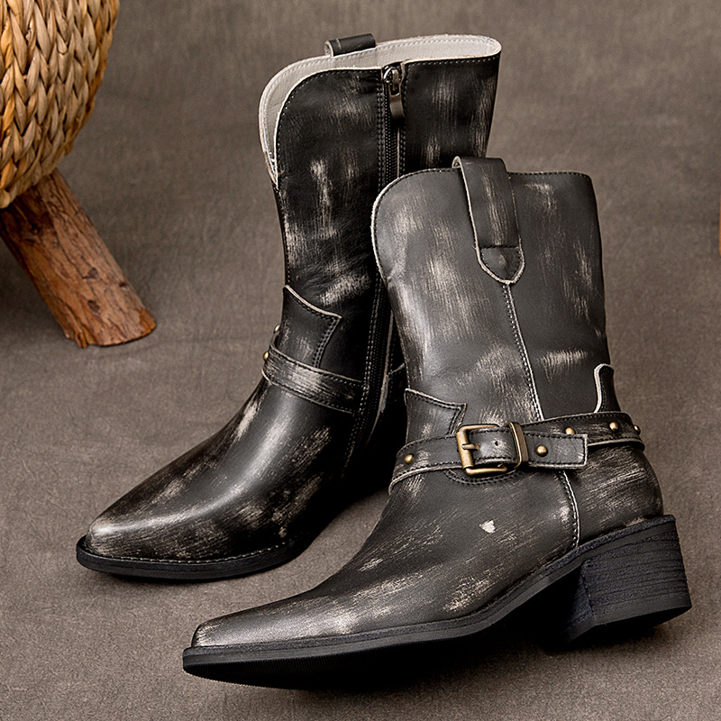 Sepatu Boot Wanita Hak Tebal K - Ethnic Fashion For Ladies ulasan dan harga