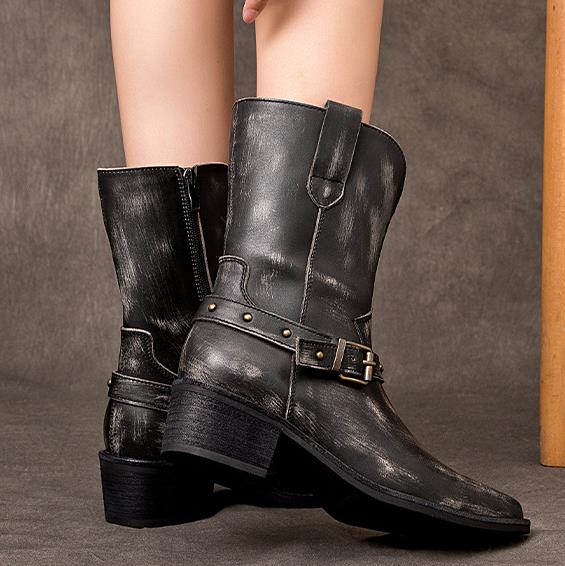 Sepatu Boot Wanita Hak Tebal K - Ethnic Fashion For Ladies ulasan dan harga