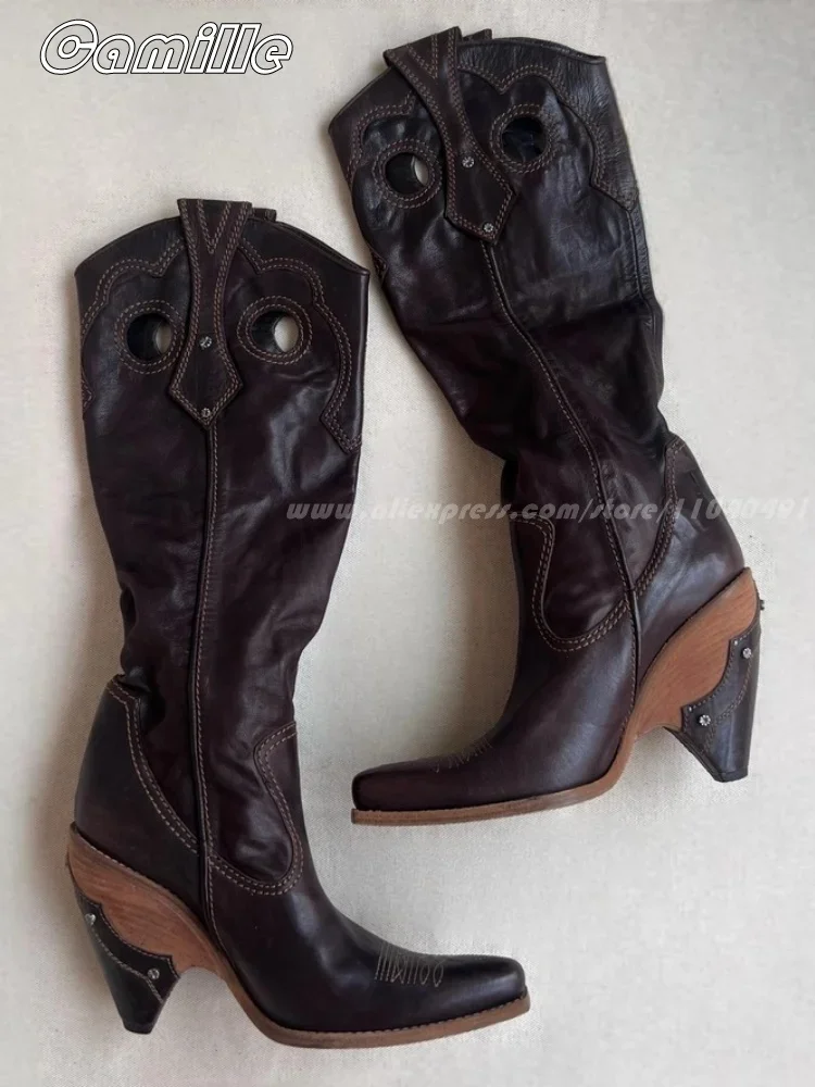 Sepatu bot kulit jari persegi  - Ethnic Fashion For Ladies ulasan dan harga