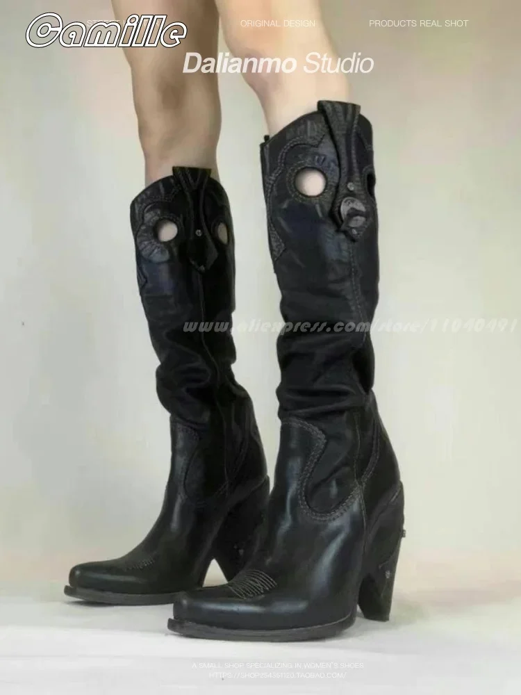 Sepatu bot kulit jari persegi  - Ethnic Fashion For Ladies ulasan dan harga