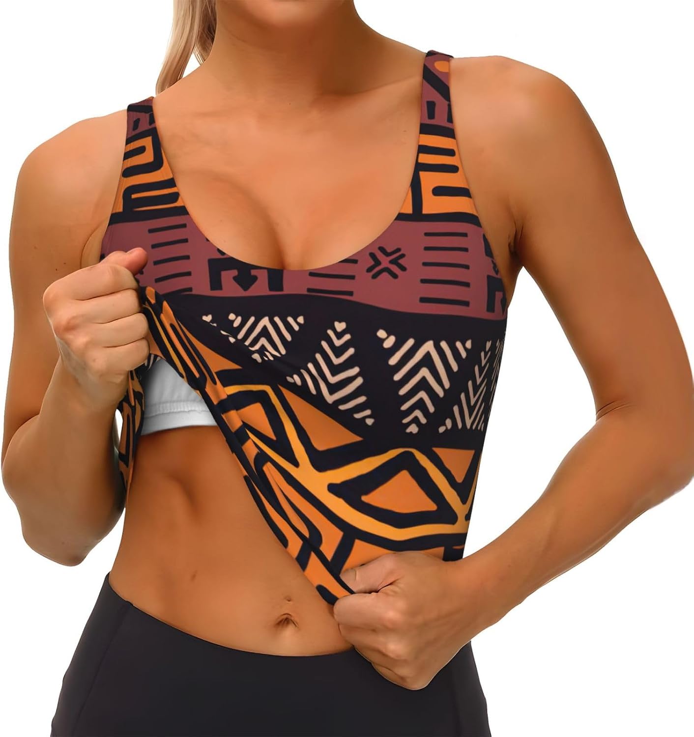 Bra Olahraga Wanita Motif Trib - Mudcloth Print Top ulasan dan harga
